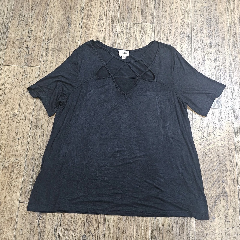 Bibi Women's top Short Sleeve L Blouse Black